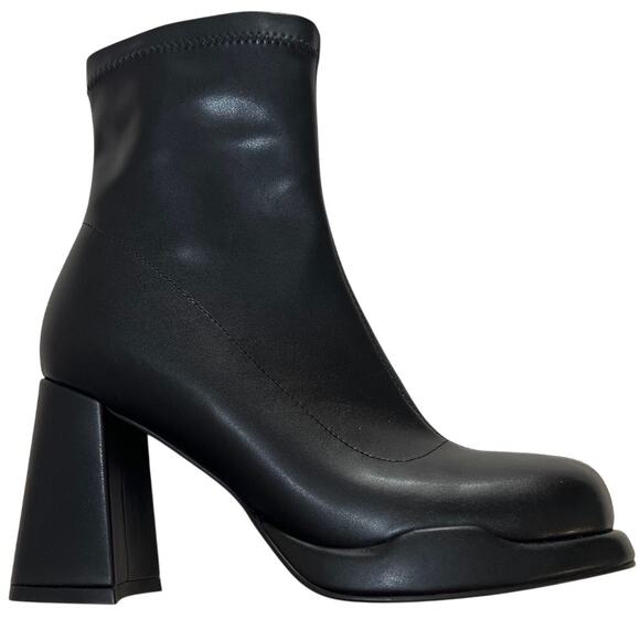 Other Shoes - Women's Square Toe Platform Chunky Block Heels Ankle Booties Black Size 8